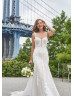 Beaded Ivory Lace Tulle Butterfly Back Unique Wedding Dress